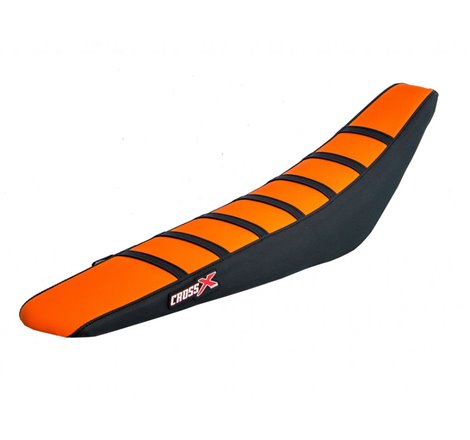 HOUSSE DE SELLE KTM SX-SXF 125-200-250-450-525 - TOP ORANGE- SIDE BLACK-STRIPES BLACK 