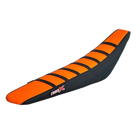 HOUSSE DE SELLE KTM SX-SXF 125-200-250-450-525 - TOP ORANGE- SIDE BLACK-STRIPES BLACK 