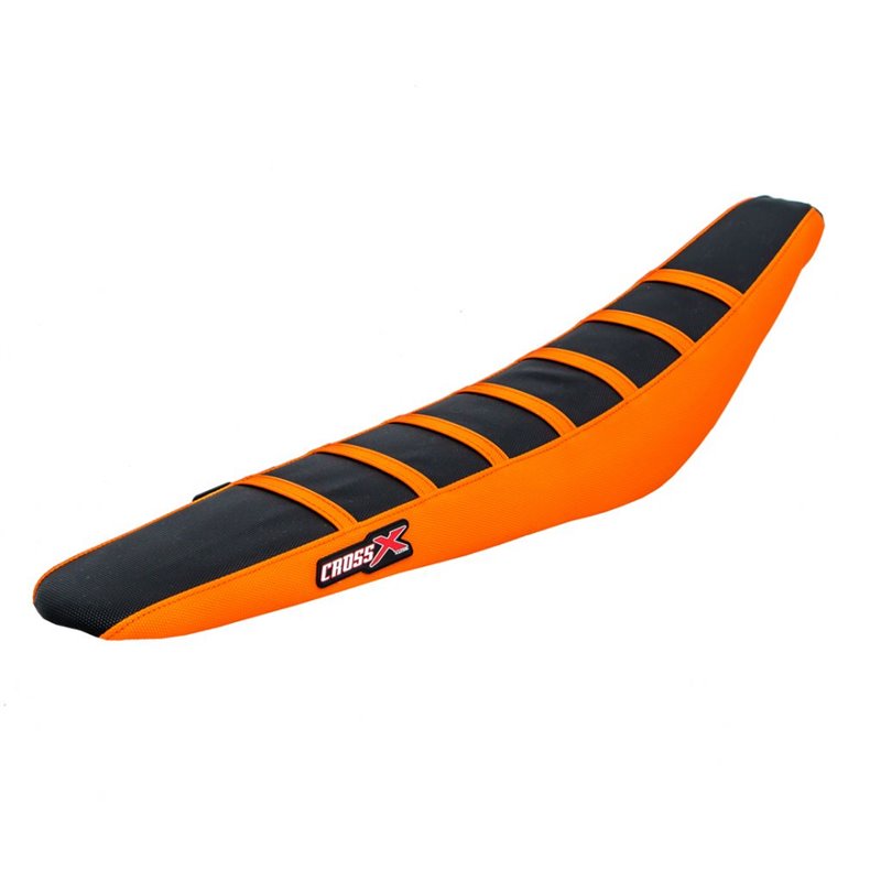 HOUSSE DE SELLE KTM SXF-SX , XC , EXC - TOP BLACK- SIDE ORANGE-STRIPES ORANGE 