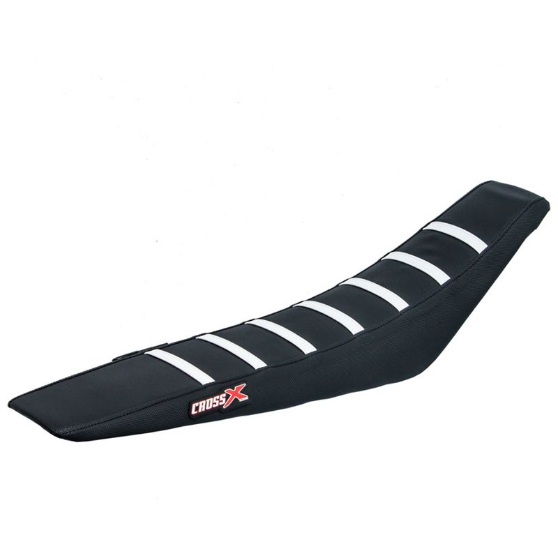 HOUSSE DE SELLE HUSQVARNA FC-TC-FE-TE - TOP BLACK- SIDE BLACK-STRIPES WHITE