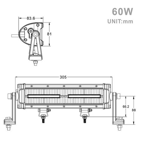 Projecteur Rectangulaire LED 60W 5400 Lum avec feux diurne