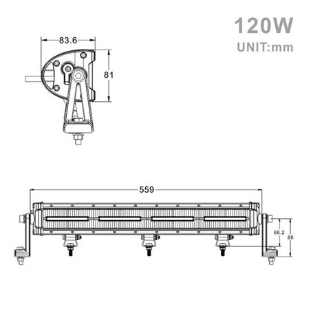 Projecteur Rectangulaire LED 120W 10800 Lum avec feux diurne