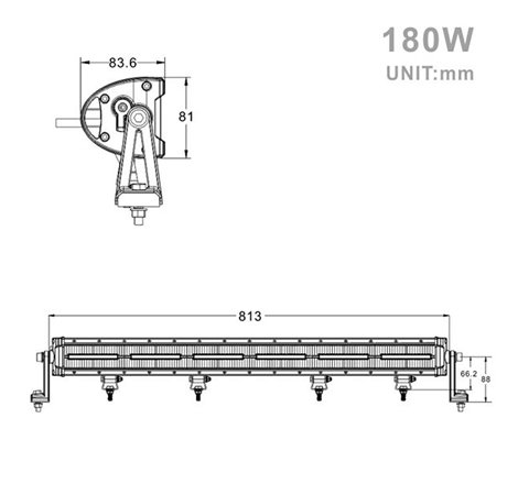 Projecteur Rectangulaire LED 180W 16200 Lum avec feux diurne