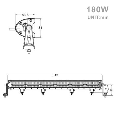 Projecteur Rectangulaire LED 180W 16200 Lum avec feux diurne