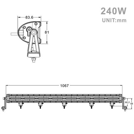 Projecteur Rectangulaire LED 240W 21600 Lum avec feux diurne