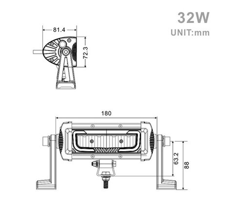 Projecteur Rectangulaire LED 32W 2625 Lum avec feux diurne