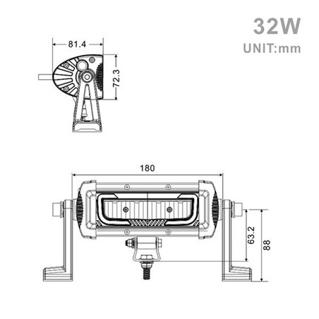 Projecteur Rectangulaire LED 32W 2625 Lum avec feux diurne