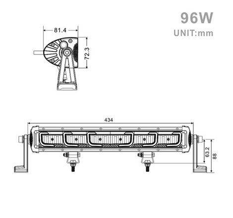 Projecteur Rectangulaire LED 96W 7875 Lum avec feux diurne