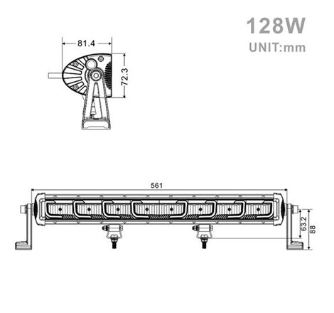Projecteur Rectangulaire LED 128W 10500 Lum avec feux diurne