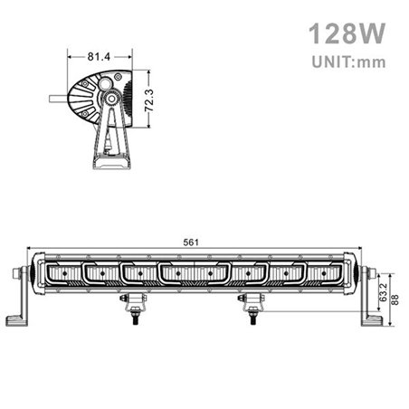 Projecteur Rectangulaire LED 128W 10500 Lum avec feux diurne