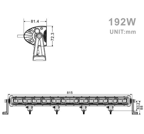 Projecteur LED 32 Pouces (815 mm) avec fonction clignotant et Faisceau complet