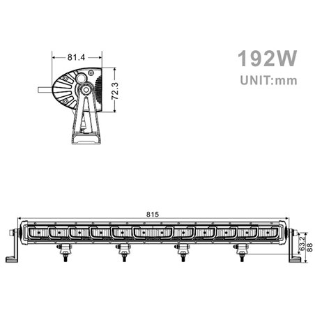 Projecteur LED 32 Pouces (815 mm) avec fonction clignotant et Faisceau complet