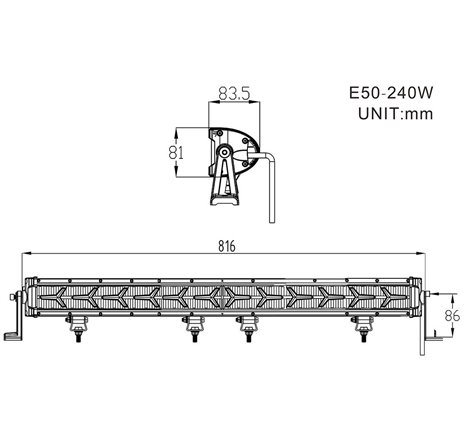 Projecteur LED 32 Pouce (816 mm) avec fonction feux diurne