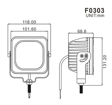 Projecteur LED 5 Pouces (101,6 mm) Cube 40W 