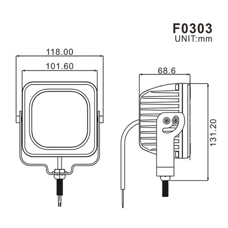 Projecteur LED 5 Pouces (101,6 mm) Cube 40W 