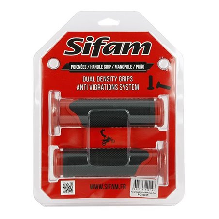 Poignées anti vibrations rouges/noires SIFAM Ø22mm