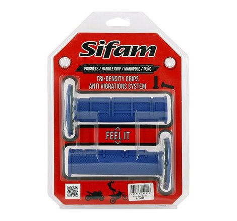 Poignées anti vibrations bleues cross SIFAM Ø22mm