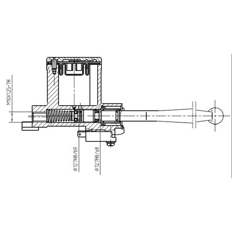 Maitre Cylindre de Frein Droit Fixation Ø22 - Piston Ø12.7mm Livré avec Vis Banjo et Joints