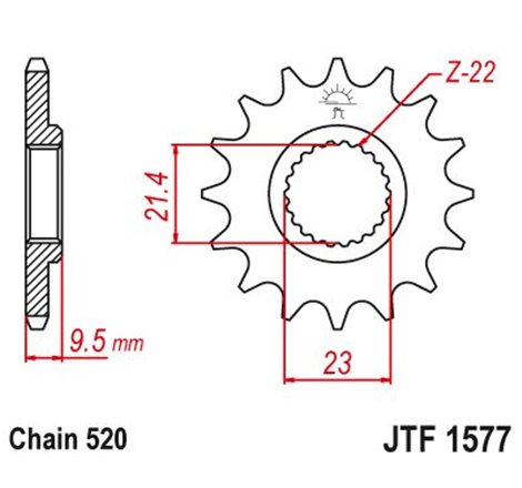 Pignon Yamaha XTE 600 1999 - 520 - 16 Dents - Similaire JTF1577