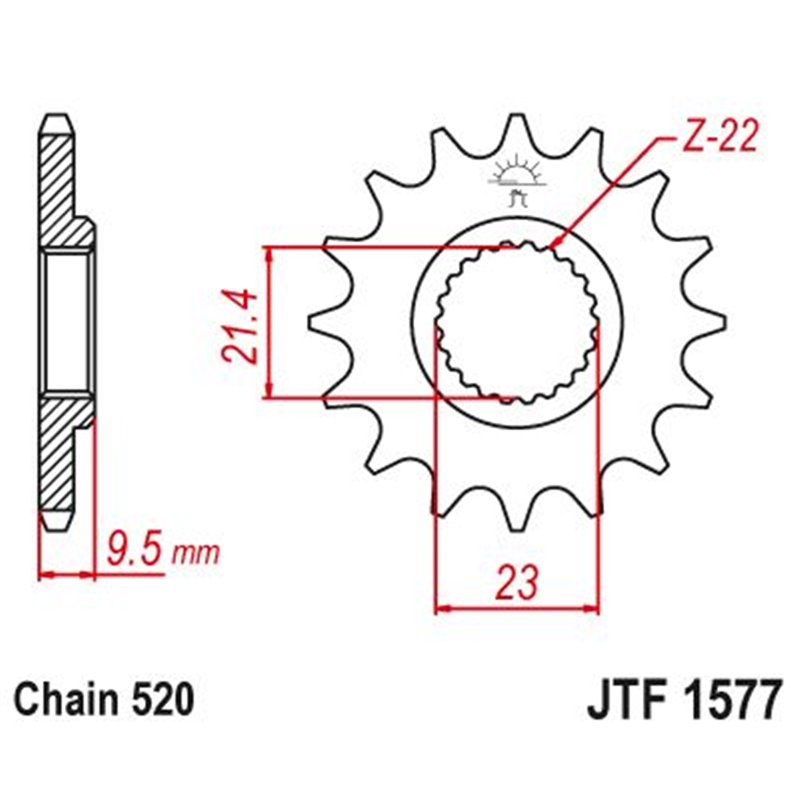 Pignon Yamaha XTE 600 1999 - 520 - 16 Dents - Similaire JTF1577