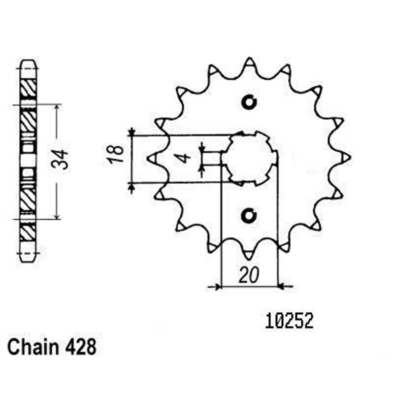 Pignon Cg 125 Brésil 1985-1998 - Cg 125 77-1984 - 428 - 14 Dents - Similaire JTF259