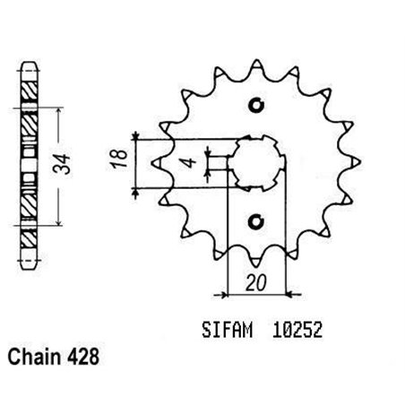 Pignon Xlr 125 1983-1991 - 428 - 17 Dents - Similaire JTF259