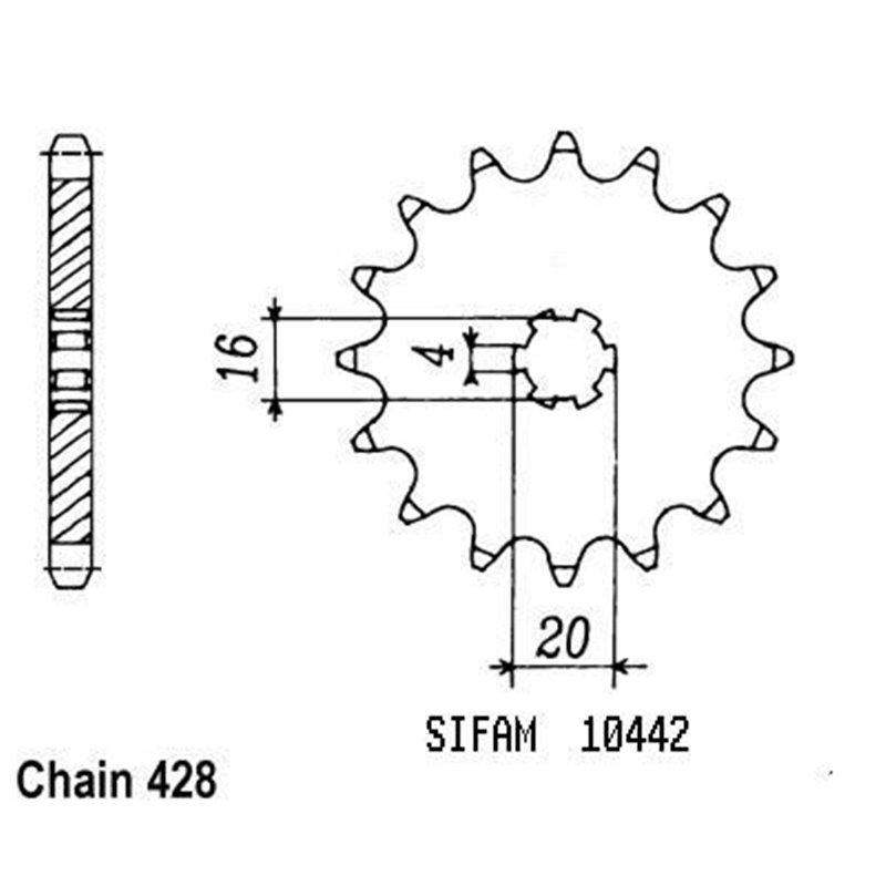 Pignon Suzuki Yamaha - 80 Rm 1986-2000 - 428 - 15 Dents - Similaire JTF416