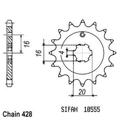 Pignon Kawasaki - 80 Kx 1991-2001 - 428 - 15 Dents - Similaire JTF555