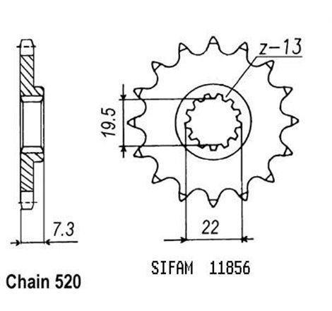 Pignon Dr 250 S 1982-1988 - 520 - 14 Dents - Similaire JTF434