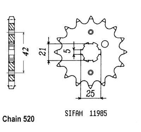 Pignon Sr 250 1991-1998 - 520 - 14 Dents - Similaire JTF569