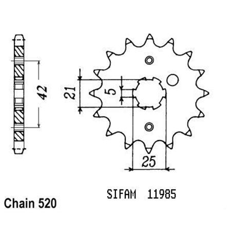 Pignon Sr 250 1991-1998 - 520 - 14 Dents - Similaire JTF569