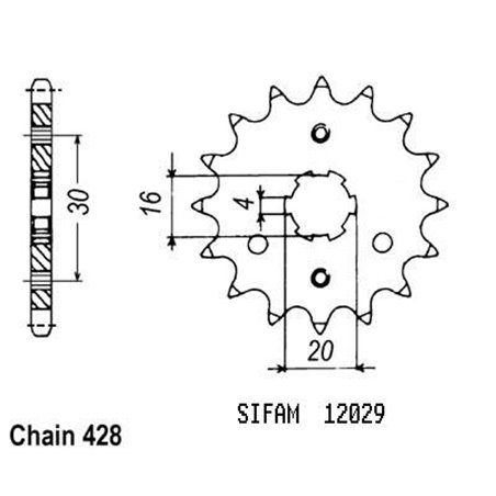 Pignon Kmx 125 1986-1998 - Ar 125 1982-1993 - 428 - 13 Dents - Similaire JTF417