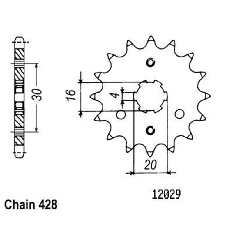 Pignon Kmx 125 1986-1998 - Ar 125 1982-1993 - 428 - 14 Dents - Similaire JTF417