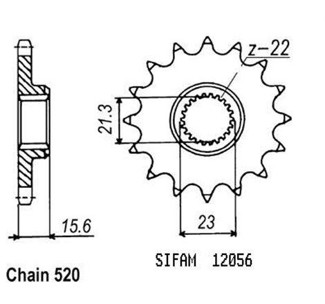 Pignon Xte 600 1990-2000 - Tte 600 1996-1998 - 520 - 14 Dents - Similaire JTF577