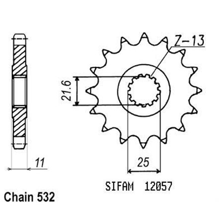 Pignon Fzr 1000 1987-1988 532 - Yzf 750 R 1993-1998 - 532 - 16 Dents - Similaire JTF584