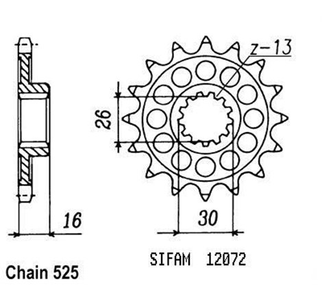 Pignon Rc30 Vfr 750 R 1989-1992 - 525 - 16 Dents - Similaire JTF313