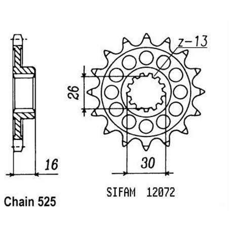 Pignon Rc30 Vfr 750 R 1989-1992 - 525 - 16 Dents - Similaire JTF313