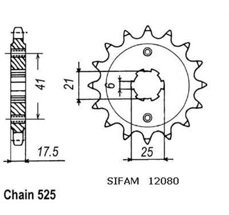 Pignon Gb500TT Club Man 1978-1980 - 525 - 15 Dents - Similaire JTF294