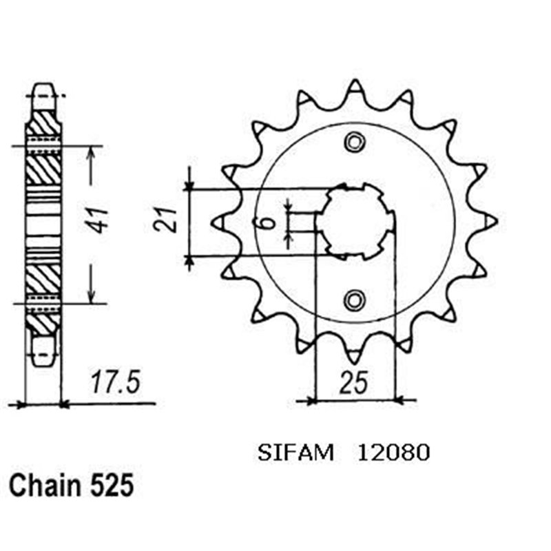 Pignon Gb500TT Club Man 1978-1980 - 525 - 15 Dents - Similaire JTF294