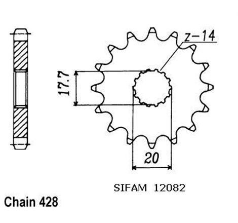 Pignon Yz 85 2001 - 428 - 12 Dents - Similaire JTF558