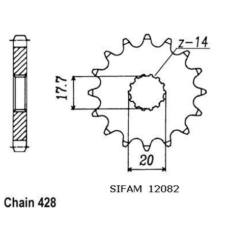 Pignon Yz 85 2001 - 428 - 12 Dents - Similaire JTF558