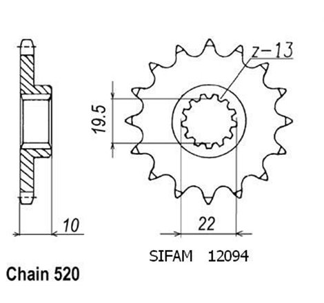 Pignon Suzuki - 250 Rm 1983-2001 - 520 - 13 Dents - Similaire JTF432