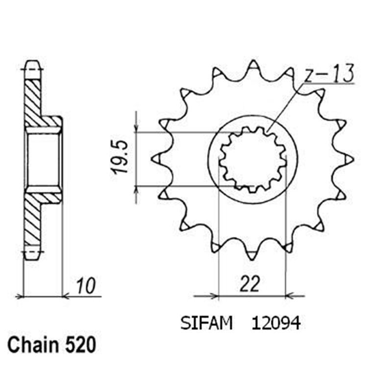 Pignon Suzuki - 250 Rm 1983-2001 - 520 - 13 Dents - Similaire JTF432