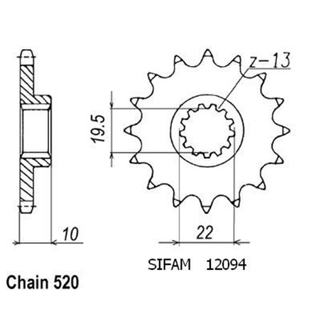 Pignon Suzuki - 250 Rm 1983-2001 - 520 - 13 Dents - Similaire JTF432