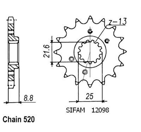 Pignon Xr 600 R 1991-2001 - 520 - 13 Dents - Similaire JTF309