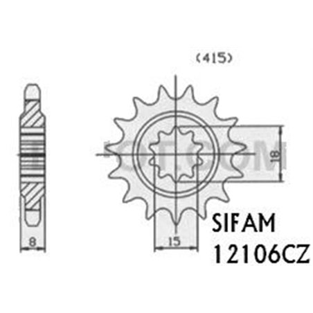 Pignon 50 Rx 1993-1995 - 50 Rs Extrema 1992-1994 - 415 - 13 Dents - Similaire JTF589