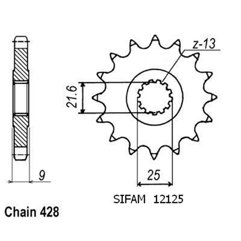 Pignon Sr 500 1991-1995 - 428 - 20 Dents - Similaire JTF1587