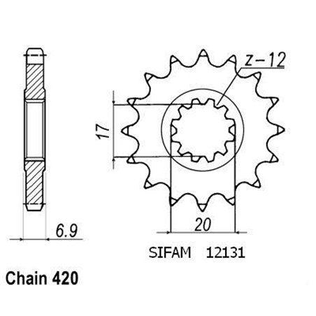 Pignon Minarelli 50 1999-2007 420 - 420 - 14 Dents - Similaire JTF1120