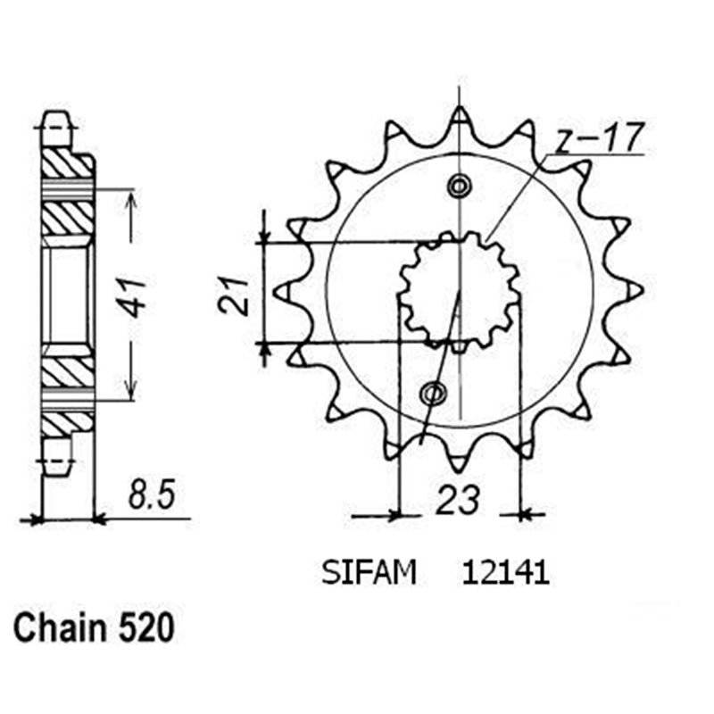 Pignon Xr 400 R 1996-2001 - 520 - 14 Dents - Similaire JTF1322