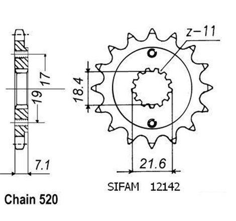 Pignon Xr 250 R 1996-2001 - 520 - 13 Dents - Similaire JTF1321